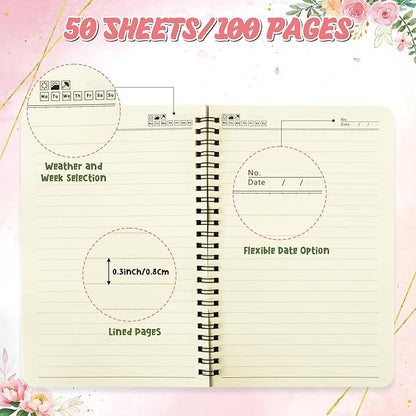 2 Pack A5 Floral Cross Religious Spiral Notebooks - She Will Not Fall Bible Verses Writing Notebooks, Ruled Hardbound Lined Journal, Christian Christmas Gift, Sunday School Supply (Pink Gold)
