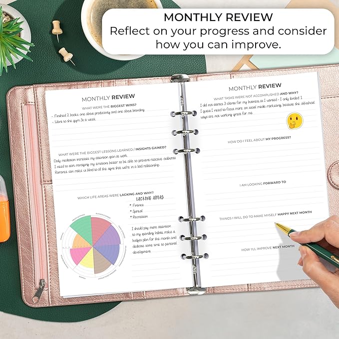 Clever Fox Weekly Planner Binder – Goal Setting Planner for Time Management & Weekly Tasks – Work & Life Organizer with to Do List & Habit Tracker – Undated, 7″ x 9″ Hardcover (Rose Gold)