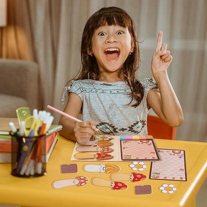 B1ykin Sticky Notes Set - Cartoon Theme Cute Self-Stick Notes Pad Teacher Appreciation Gifts， Self-Adhesive Writing Memo Pages Sticky to Do Notepad for Kids Employee School Office (Retro Mushroom)