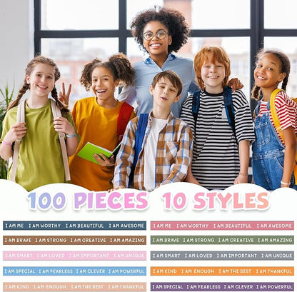 100 Pieces Students Inspirational Silicone Wristbands Motivational Quotes Rubber Bracelets for Kids Students Back to School Gifts （Bright Colors） Office Products