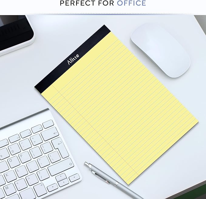 Yellow Legal Notepads 8.5 x 11, Pack of 3 - Perforated Wide Ruled Writing Pad - Premium Thick Paper, No Ink Bleeding - Blank Legal Pads For Home, Office, School, Business - 50 Sheets Per