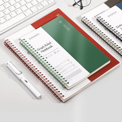 EMSHOI Graph Paper Spiral Notebook 7.48" x 10.15" - B5 Graph Paper Notebook, 2 Pack 320 Pages 100gsm Thick Grid Paper, Plastic Hardcover Journals for Writing Engineering Graphing Work School Supplies