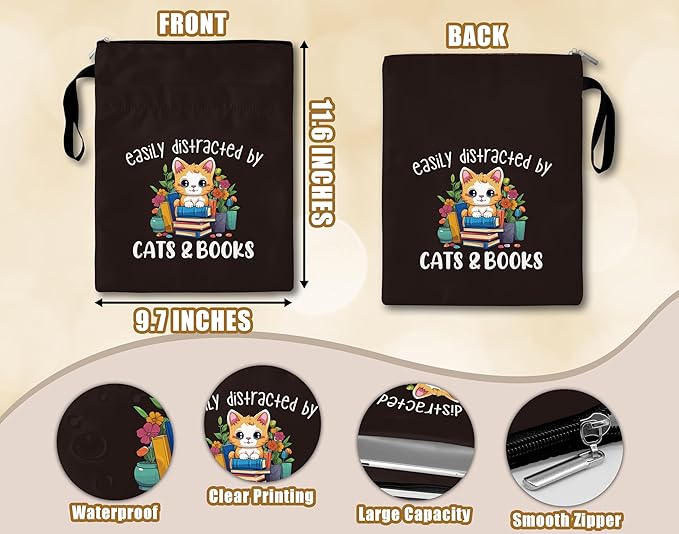 Cat Book Sleeve with Zipper, Kitten Book Covers for Paperbacks with Pocket, Book Pouch Gifts for Book Lover Cat Lover Readers Librarian, Bookish Idea for Bookmate, Washable Book Sleeve Protector -27