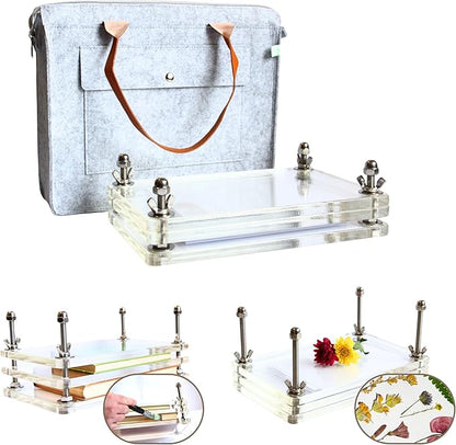 Book Press, Double,Flower Press,Travel Bag.Double Level Book Binding Press, Portable Book Press Bookbinding for Handmade DIY Bookbinding,Paper Press,13.8 * 7.9inch (Sky Blue, 13.8" x 7.9")