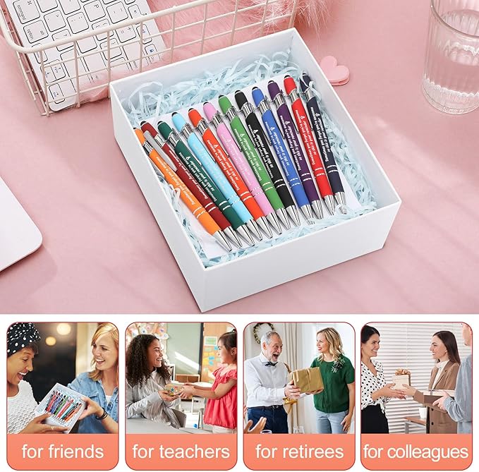 Colarr 48 Pcs Employee Appreciation Pen Ballpoint with Stylus Tip Pen 1.0 mm Black Ink Multicolor Smooth Motivational 2 in 1 Ballpoint Supplies for Coworker Thank You Gift (You're Awesome)
