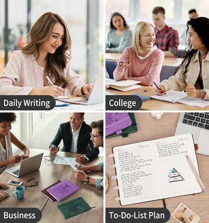 Lined Journal Notebook for Women Men, A5 Hardcover Leather Journals for Writing, 200 Pages Thick Paper, Daily Journal Notebook for Work, School, Note Taking, Business, Travel, College Ruled