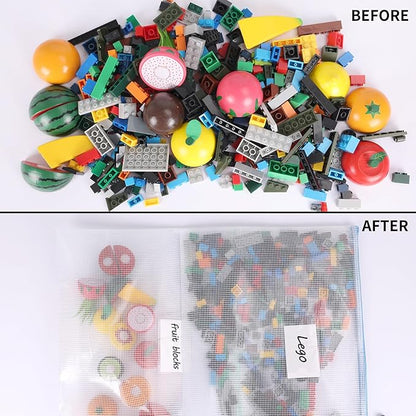 EOOUT 16pcs Mesh Zipper Pouch Bags, A3 Large Zipper Bags Board Game Storage with Labels, 16.7x12.4 Inch Plastic Zip File Folders Puzzle Storage Bags for Organizing Classroom Office Home