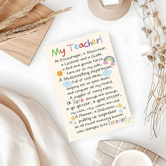 Teacher Appreciation Cards, Thank You Teacher Card for Preschool, Daycare & Educators - Teacher Appreciation Gifts Ideas, Thank You for Helping Me Grow, Perfect Preschool Teacher Appreciation Gifts