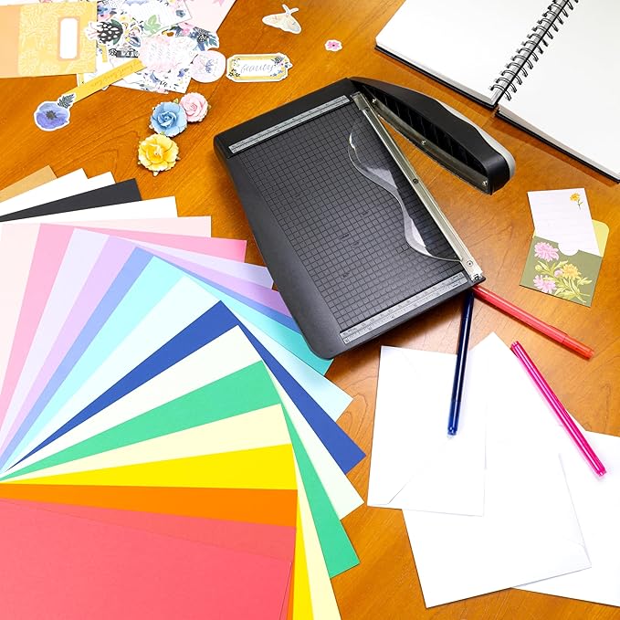 Cardstock 8.5 x 11 Paper Pack - 65lb Card Stock for Crafts, Cardmaking, Printers - 200 Scrapbook Sheets, Assorted Colors - Double Sided with Solid Core, Kaleidoscope