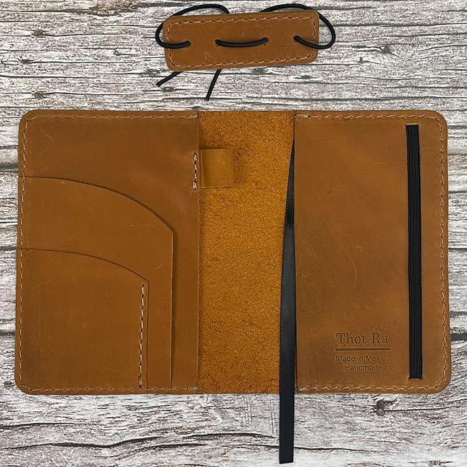Leather Cover for Field Notes, Passport Cover, Leather Notebook Cover for 3.5" x 5.5" with Pen Holder, Only Cover (Honey)