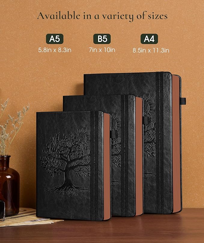 Vintage Leather Journal with 300 Numbered Pages,B5 Lined Journal for Men Women,Daily Journals for Writing,College Ruled Notebook for Work,School,Note taking,Travel Diary,Large (7" x 10")