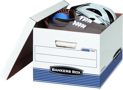 Bankers Box 30 Pack STOR/FILE Medium-Duty File Storage Boxes, FastFold, Lift-Off Lid, Letter/Legal, White/Blue