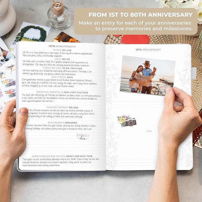 Clever Fox Anniversary Journal – Couple Memory Book & Photo Album with Writing Space – Wedding, Bridal Shower & Married Couple Gifts (White)