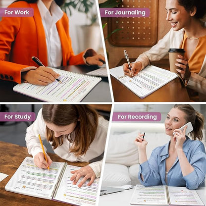 Taja Spiral Lined Notebook, 8.5"x11" Notebooks for Work, Large A4 Journal for Women & Men, College Ruled Journaling Notebook for Writing, Plastic Cover Spiral Journal, Purple