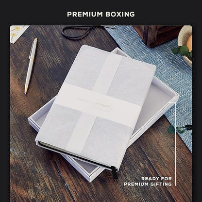 BEECHMORE BOOKS Lined Journal Notebook, 5.8 x 8.3 inch, A5 160 Lined Pages, Hardcover Leather Journals for Women, Men, Writing and Notebooks for Work - 120 GSM Thick Paper, Gifts Box Included