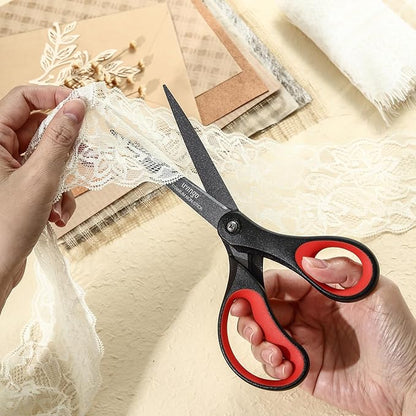 LIVINGO 3 Pack Titanium Scissors All Purpose - Non Stick Stainless Steel Sharp Scissors Set Heavy Duty for Office School Sewing Crafting Cutting Fabric Paper, Comfortable Grip, 5”, 7” & 8”