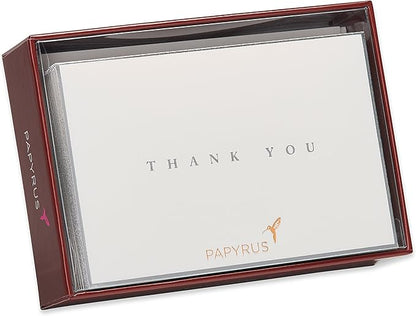 Papyrus Thank You Cards with Envelopes, Silver Border (16-Count)
