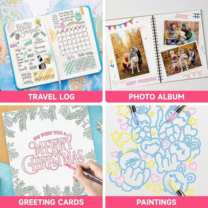 Easter Basket Essentials, 24 Colors Shimmer Glitter Markers Outline Pens, Easter Basket Stuffers for Teen, Teen Girl Gifts Trendy Stuff, Art Supplies Crafts Gifts for 4-12 Year Old Girls