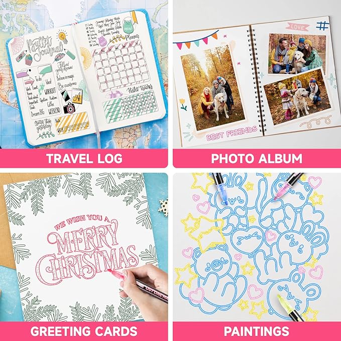 Easter Basket Essentials, 12 Colors Shimmer Markers Outline Glitter Pens, Easter Basket Stuffers for Teens, Teen Girl Gifts Trendy Stuff, Art Supplies Crafts Gifts for 4-12 Year Old Girls