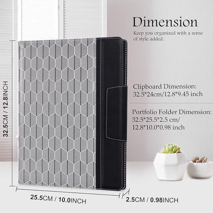 Toplive Portfolio Case Padfolio, Executive Business Document Organizer with Letter Size Clipboard, Business Card Holder, Tablet Sleeve, Perfect for Business School Office Conference, Tree-Black