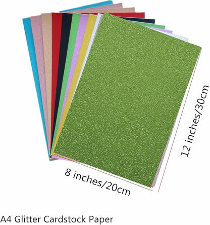 Baisunt 20 Sheets Grass Green Glitter Cardstock Paper for DIY Art Project, Scrapbook, Birthday Wedding Party Decoration 250GSM(8x12 In, Non Adhesive)