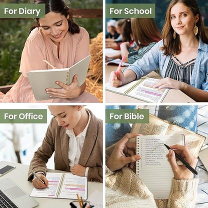 Lined Spiral Journal Notebook for Women, A5 College Ruled Journals for Writing, Hardcover Notebooks for Work, Note taking and Office School Supplies,140 Pages - Green