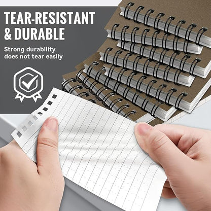 POPYOLA 8 Pack Waterproof Pocket Notebook, 3x5 Pocket Notepad, All Weather Mini Spiral Notepad, Write in the Rain Police Notepad with 100 Squared Pages for Outdoor Home Office School, Tan