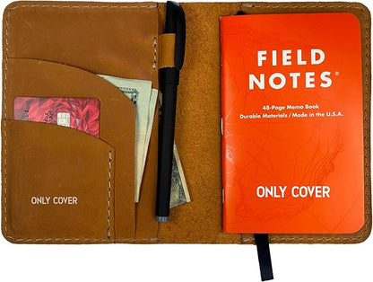 Leather Cover for Field Notes, Passport Cover, Leather Notebook Cover for 3.5" x 5.5" with Pen Holder, Only Cover (Honey)