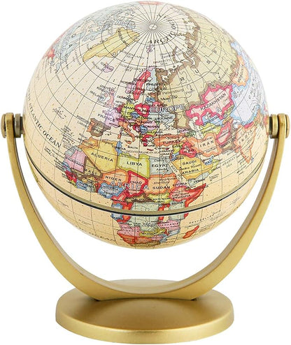 Annova Mini Antique Globe 4-inch / 10 cm - Swivels in All Directions Educational, Decorative, Unique, Small World, Desktop, Vintage (Mini Globe 4")