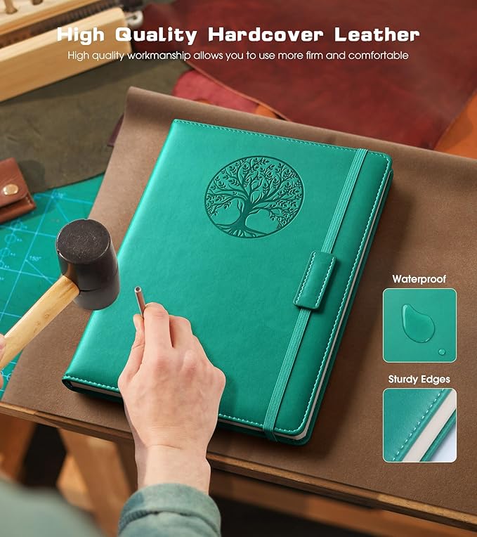 Lined Journal Notebook for Women Men,256 Pages A4 Large Hardcover Leather Journals for Writing,Travel,Business,Work,School,College Ruled Notebooks for Note Taking,Diary Notepad 8.6"×11" (Blue)