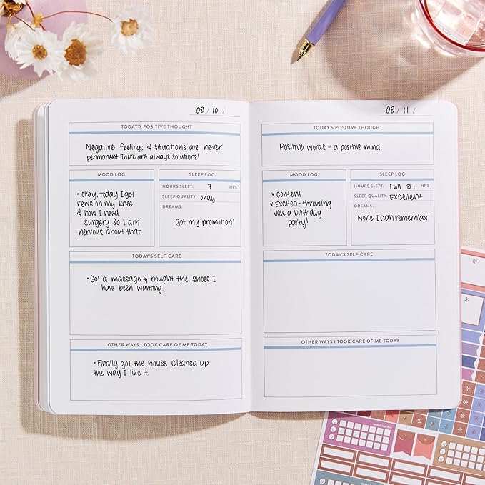 Erin Condren Self-Care Journal Petite Planner, Slim, Portable Self-Care Planner, Easy-to-Use Self-Care Prompts and Trackers for Health and Wellness