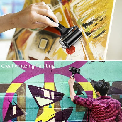 2Pcs Rubber Roller Brayer Rollers Hard Rubber 4 and 2.2 Inch for Printmaking (Black) by HRLORKC…