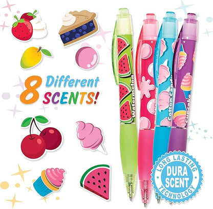 Glitter Gel Smens - Patented Gourmet Scented Colored Glitter Gel Ink Pens, Medium Point, 8 Count - Fun, Cute, Cool, Smelly Pens for Kids