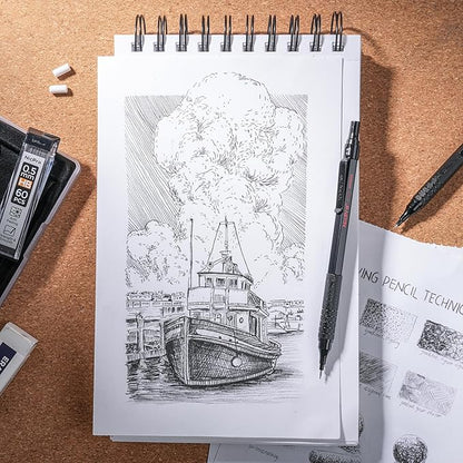 Nicpro 0.5 & 0.7 & 0.9 mm Metal Mechanical Pencil Set with Case, 6PCS MP1000 Artist Lead Pencil with 12 Tubes HB & 2B Lead Refills, 3 Erasers For Architect Art Writing Drafting Sketching Drawing