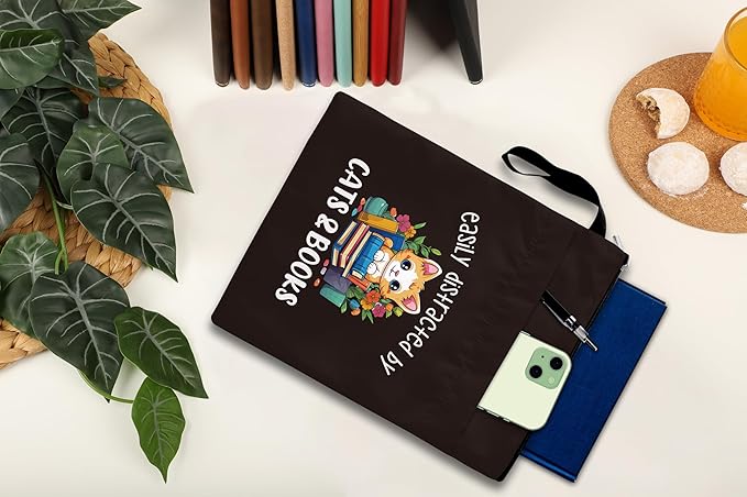 Cat Book Sleeve with Zipper, Kitten Book Covers for Paperbacks with Pocket, Book Pouch Gifts for Book Lover Cat Lover Readers Librarian, Bookish Idea for Bookmate, Washable Book Sleeve Protector -27