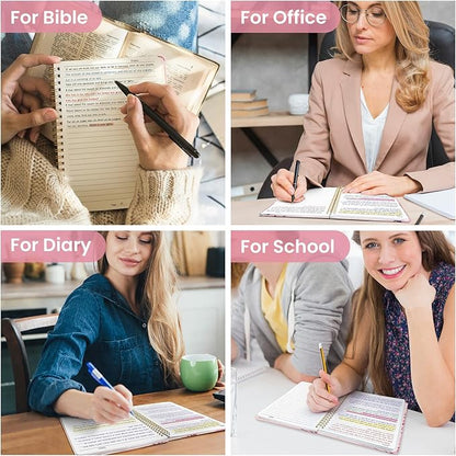 Lined Spiral Journal Notebook for Women, Pretty A5 College Ruled Hardcover Notebook for Work & Note Taking, Cute Aesthetic Journal for Writing, 140 Pages, Pink Floral & Butterfly