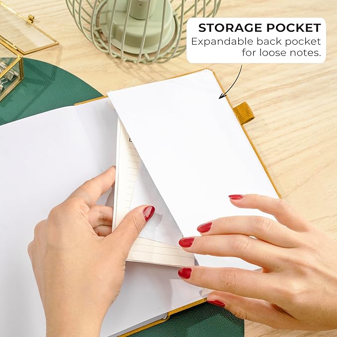 Clever Fox Dotted Journal 2.0 – Compact Planning and Sketching Dot Grid Notebook 120 GSM Thick, No-Bleed Paper – Planner with Pen Loop, Pocket, Ribbons, Stickers A5 - Amber Yellow