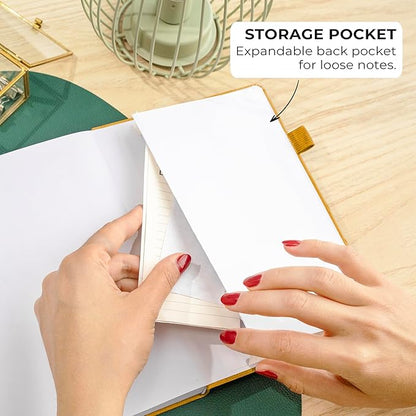 Clever Fox Dotted Journal 2.0 – Compact Planning and Sketching Dot Grid Notebook 120 GSM Thick, No-Bleed Paper – Planner with Pen Loop, Pocket, Ribbons, Stickers A5 - Amber Yellow