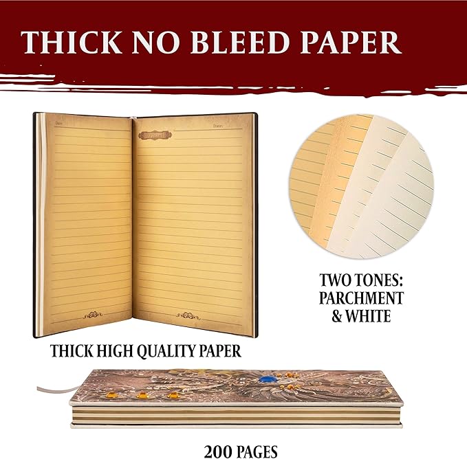 DND Notebook / Journal, Unique 200 Page Book with 3D Pink Phoenix Embossed Faux Leather Cover with Pen- Ideal for Dungeons & Dragons / D&D. Great RPG Accessories Gift for DM's & Players, Men or Women