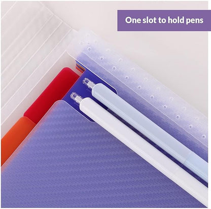 SKYDUE Accordion File Organizer, 12 Pockets File Folders, Letter Size Expanding File Folder with Colored Tabs and Expandable Cover (Transparent)