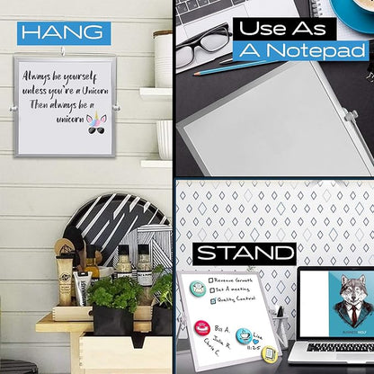 Small Desktop Weekly Planner White Board - Calendar 10"x10" Dry Erase Magnetic to Do List Board with Stand, 3 Markers, 4 Magnets, Eraser - Portable Tabletop Whiteboard for Home School & Office