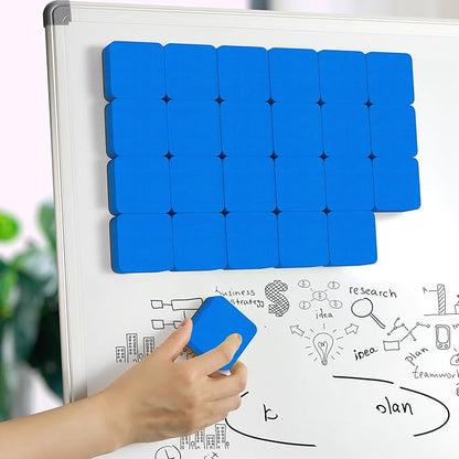 MaxGear Dry Erase Erasers, 24 Pack Magnetic Whiteboard Erasers for Classroom, Mini Whiteboard Cleaning Pads, Chalkboard Wiper Teacher Supplies for School, Office, Home （Blue, 2 x 2 Inch