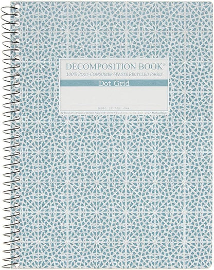 Decomposition Mosaic Dot Grid Spiral Notebook - 9.75 x 7.5 Journal with 144 Dot Grid Pages - 100% Recycled Paper - Notebooks for School Supplies, Home & Office - Made in USA