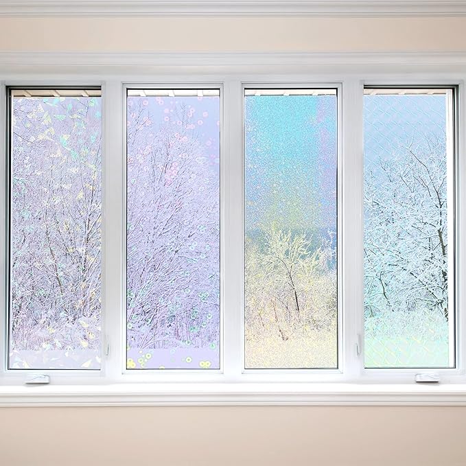 36 Sheets Holographic Sticker Paper Clear A4 Vinyl Sticker Paper Self Adhesive Waterproof Transparent Film Gem Rainbow Star Patterns, 11.7 x 8.3 Inch (Gem,Dot,Butterfly,Grid,Sand Star,Wind Mill)