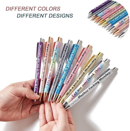 9PCS funny pens for adults,novelty sarcastic snarky office pens ballpoint,Swear Dirty Cuss Word black pens with sayings