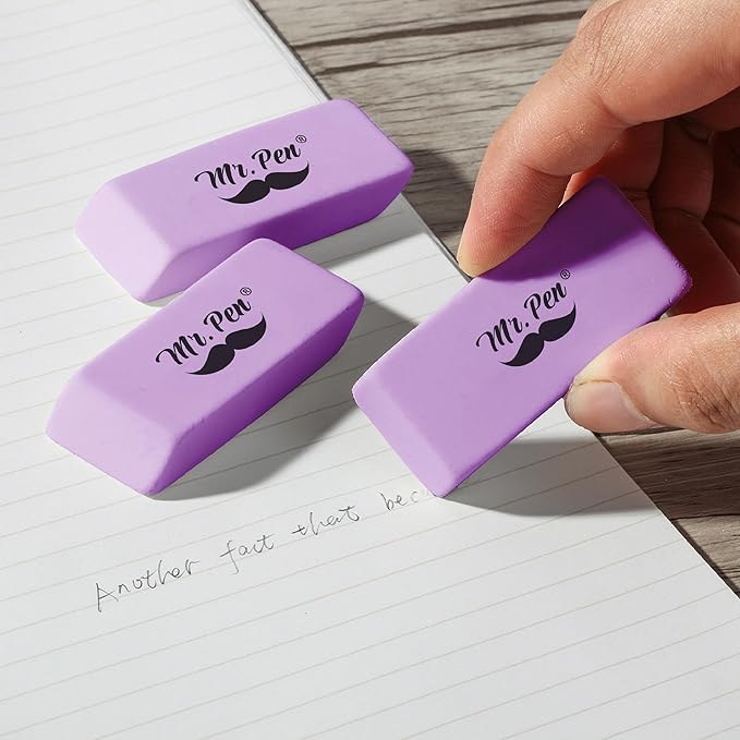 Mr. Pen- Erasers, 12 Pack, Purple Pencil Eraser, Erasers for Pencils, Mr Pen Erasers, Erasers for School, Large Eraser, Block Erasers for School, Rubber Eraser, Large Erasers for School
