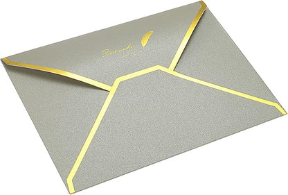 PATIKIL V Flap Envelopes, 10 Pack 7 x 5'' Luxury Style Gold Border Greeting Card Envelope for Invitations Weddings, Silver