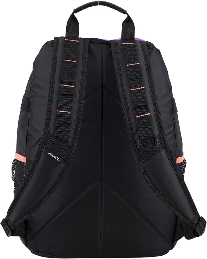FUEL Hiking Backpack for Women Men Terra Sport, Travel, College, Gym, Work with Laptop Sleeve, Bungee, 18 Inches, Rainbow Black