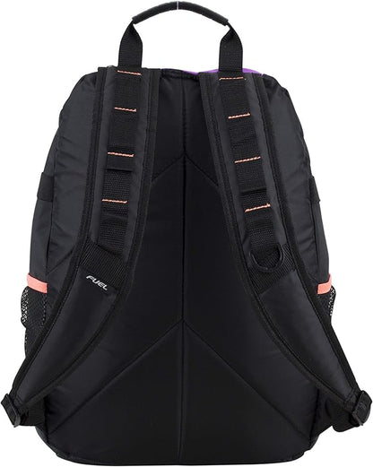 FUEL Hiking Backpack for Women Men Terra Sport, Travel, College, Gym, Work with Laptop Sleeve, Bungee, 18 Inches, Rainbow Black
