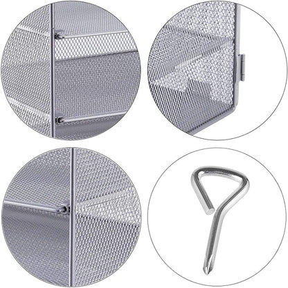 EASEPRES 5 Slot Mesh Desk Organizer Tray, File Paper Letter Folder Holder Desktop Paper Sorter Mail Organization Rack Storage Accessories, for Office Home School Classroom, Silver, 2 Pack